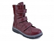 285б (22-31) Аквелла (Akwella), ботинки  детские ортопедические с высоким берцем, демисезонные, ворсин, кожа, бордовый в Новокузнецке