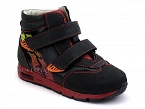 092-11 Бос (Bos), ботинки детские ортопедические профилактические, не утепленные, кожа, нубук, черный, красный в Новокузнецке