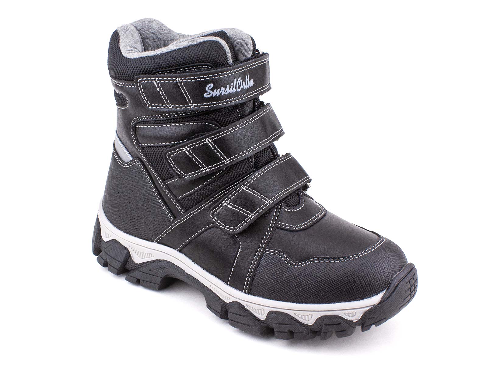 А35-200 Сурсил (Sursil-Ortho), ботинки  ортопедические профилактические, зимние,  шерсть, кожа, текстиль, черный