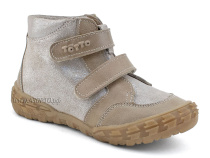 201-191,138 Тотто (Totto), ботинки демисезонние детские профилактические на байке, кожа, серо-бежевый в Новокузнецке