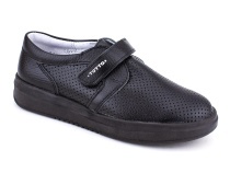 30024-701 Тотто (Totto), туфли школьные ортопедические профилактические перфорированная, кожа, чёрный в Новокузнецке