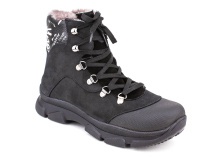 2644-А-01 (37-40) Миниколор (Minicolor), ботинки зимние подростковые ортопедические профилактические, нубук, натуральный мех, черный 