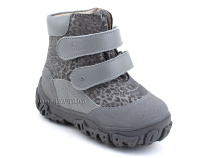 520-11 (21-26) Твики (Twiki) ботинки детские зимние ортопедические профилактические, кожа, натуральный мех, серый, леопард 