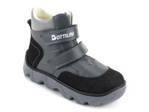 BL-271(3) Боттилини (Bottilini), ботинки  детские демисезонные ортопедические профилактические, кожа, байка, серый в Новокузнецке